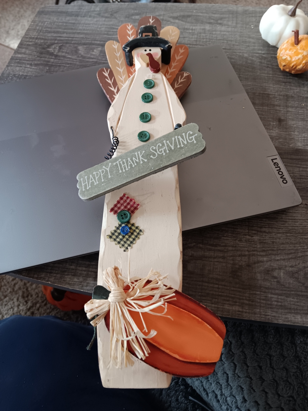 Cream and Orange Thanksgiving Turkey Door Hanger